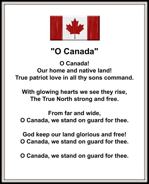 O Canada, we stand on guard for thee. Listen to a bilingual, English first recording performed by our choir and musicians: Download the bilingual, English first recording of O Canada performed by our choir and musicians (MP3, 2.96 MB) In Quebec, we use the bilingual, French first version (PDF, 817 KB):
